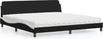 vidaXL Vidaxl - Cama Con Colch&oacute;n Cuero Sint&eacute;tico Negro Y Blanco 200x200 Cm