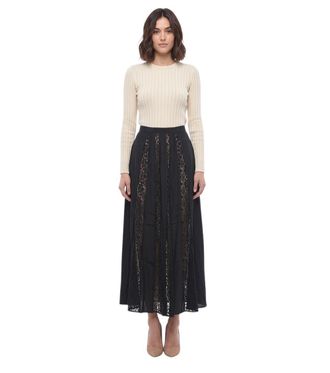 Stella McCartney Black Lace Calf Length Skirt