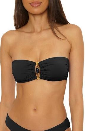 BECCA by Rebecca Virtue Rock Solid Bandeau Bikini Top in Black at Nordstrom Rack, Size Large