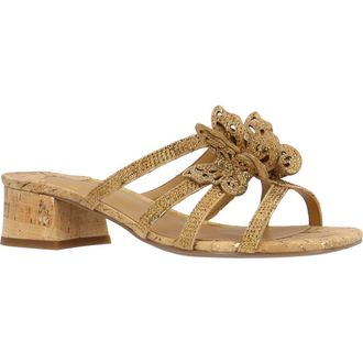 J. Rene&eacute; Butterfly Block Heel Sandal in Natural/Gold at Nordstrom, Size 10.5