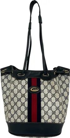 Gucci Navy Red Color Pvc Leather Shoulder Bag Tote Bag (Pre-Owned)