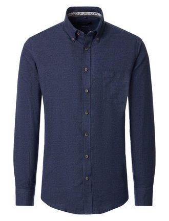 Casamoda Casa Moda overhemd effen donkerblauw katoen wijde fit