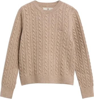Barbour Ashdown kabelgebreide trui - Dames - Truien - Beige - Maat: L Katoen