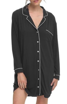 Papinelle Sleepwear Kate Long Sleeve Nightgown in Black at Nordstrom, Size X-Large