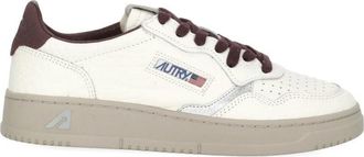 Autry Wrinkled Leather Sneakers With Burgundy Accents And Metallic Details