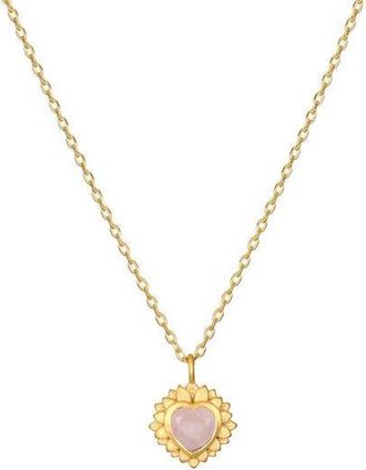 Satya Jewelry Journey to Love Rose Quartz Lotus Heart Necklace in Gold at Nordstrom