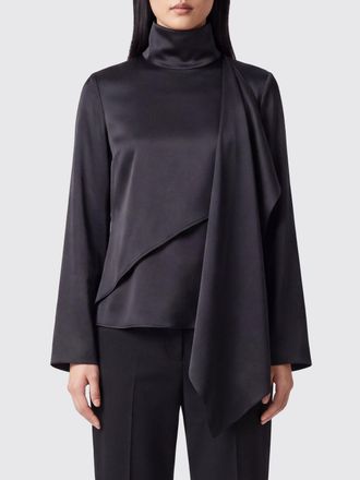 R&oacute;he Blusa asimmetrica in pura seta con collo alto e maniche lunghe
