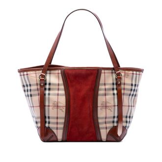 Burberry Pre-owned Burberry Small Suede Trimmed Haymarket Check Coated Canvas Canterbury Tote Ladies VT2I70XKDMPK58MZ