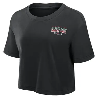 Nike Womens College (Mississippi Valley State University) Dri-FIT Cropped T-Shirt in Black | W11840MVSU26-BLK