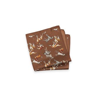 Paul Fredrick Patterned Silk Pocket Square in Brown Multi at Nordstrom