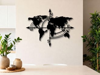 OEM Gran Decoraci&oacute;n De Pared br&uacute;jula + Cuadro Adicional Br&uacute;jula 120 X 98 Cm + Cuadro Adicional