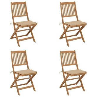 vidaXL Vidaxl - Sedie da Giardino Pieghevoli 4 pz con Cuscini Massello Acacia
