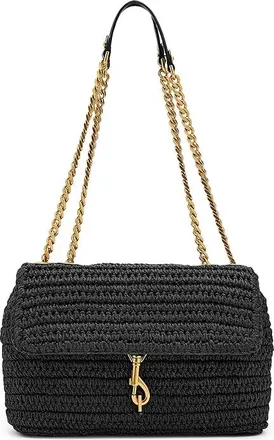 Rebecca Minkoff Edie MD Crossbody Cross Body Womens Handbags Black/Black, Chain/Polyester/Rayon