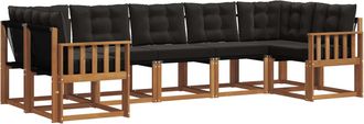vidaXL Conjunto De Sof&aacute;s De Exterior 7 Uds. Natural Y Negro Vidaxl