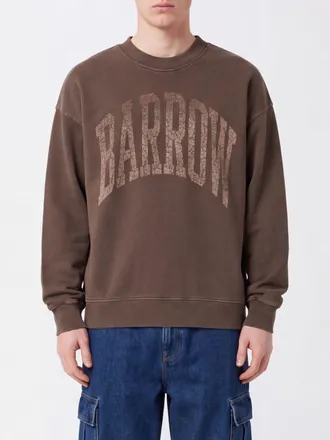 Barrow Felpa girocollo in cotone relaxed fit con logo a contrasto e spalle scese