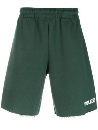 VETEMENTS Polizei raw-edge shorts - Green