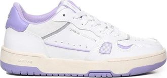 Crime London Witte Leren Sneakers met Paarse Accenten - Dames - Sneakers - Wit - 36 EU - Leer - Schoenen