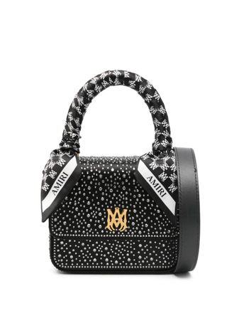 Amiri rhinestone-embellished mini bag - women - Polyester/Silk/Viscose/Bovine Leather/Polyurethane - One Size - Black