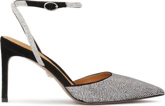 Kazar Glanzende pumps vastgemaakt rond de enkel - Dames - Sandalen met hakken - Zwart - 39 EU - Leer - Schoenen