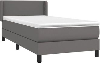 vidaXL Cama Box Spring Con Colch&oacute;n Cuero Sint&eacute;tico Gris 80x200 Cm Vidaxl