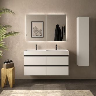 Cygnus Bath Mueble De Ba&ntilde;o Bequia Metal 120cm Blanco Mate Lavabo Veneto Porcelana