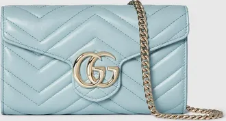Gucci GG Marmont Wallet On Chain, Blue, Leather