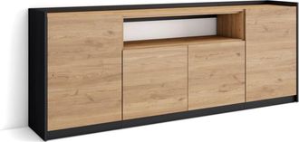 Skraut Home Aparador efecto madera roble y negro 207x37x80cm