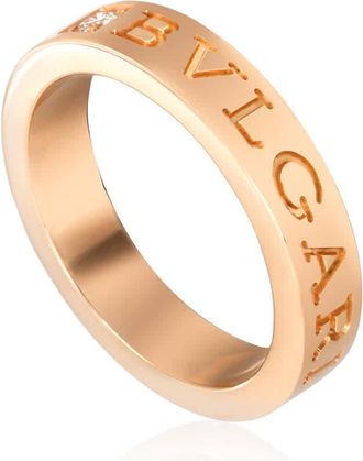 Bulgari Bvlgari 18K Rose Gold Diamond Ring, Brand Size 52