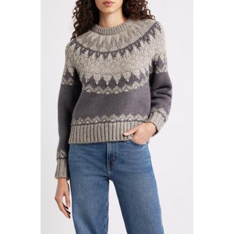 525 america Lela Fair Isle Raglan Sweater in Washed Black Combo at Nordstrom, Size X-Large