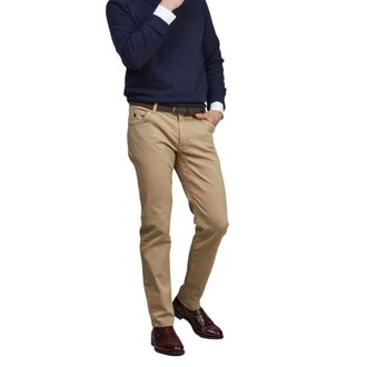 Hansen & Jacob Hansen & Jacob, Heren, Broeken, Beige, Maat: W36 L34 Katoen