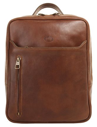 Pik&eacute; Laptoprucksack PIK&Eacute;, Damen, Gr. B/H/T: 33cm x 27cm x 8cm, onesize, braun, Leder, Rindsleder, Retro, Rucks&auml;cke Laptoprucksack, echt Leder, Made in Ital