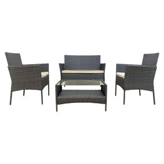 Mobili Rebecca Mobili Rebecca - Rebecca Mobili Sal&oacute;n De Exterior Conjunto De Muebles De Jard&iacute;n Con Cojines Acero Gris Polyrattan