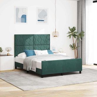 vidaXL Estructura De Cama Verde Oscuro 140 X 200 Cm Terciopelo Vidaxl