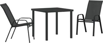 vidaXL vidaXL Garden Dining Set 3 pcs Black Textilene and steel
