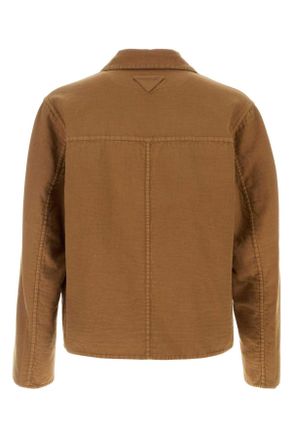 Prada Mens Biscuit Cotton Blazer Caramello Exterior: Giacche E Gilet