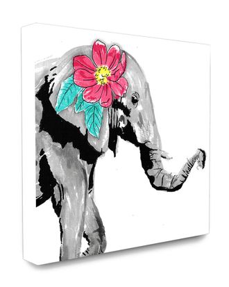 Stupell Industries Home Decor Elephant With Floral Pop