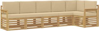 vidaXL Conjunto De Sof&aacute;s De Exterior 6 Uds. Y Beige Poli&eacute;ster Vidaxl
