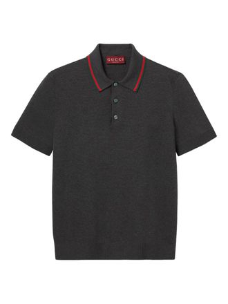 Gucci web-striped polo shirt - Grey