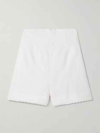Zimmermann Shorts In Cotone Testurizzato Con Finiture Crochet Maxine - Bianco
