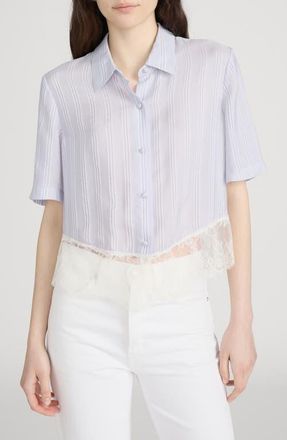 Frame Denim The Stripe Silk Shirt in Chambray Multi at Nordstrom, Size X-Large