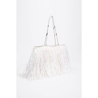 Bimba & Lola Large Raffia-Effect Shopper Bag in White at Nordstrom