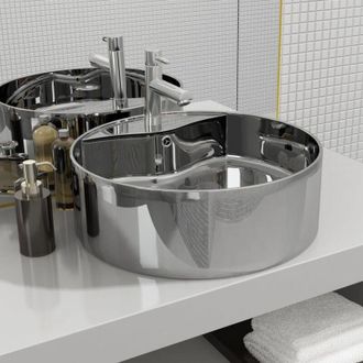 vidaXL Lavandino con Troppopieno 46,5x15,5 cm in Ceramica Argento - Vidaxl