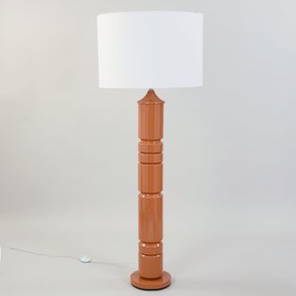 Maisons du monde L&aacute;mpara de pie de acero marr&oacute;n con pantalla de tela, 160 cm