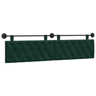 vidaXL Cabecero Colgante Con Luz Led Verde Oscuro Terciopelo Vidaxl