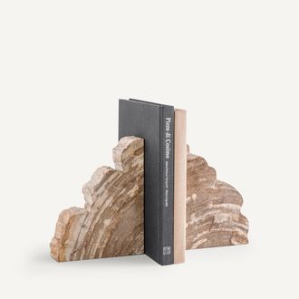 AM.PM Set van 2 boekensteunen van versteend hout, Kayu