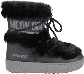 Moon Boot Ltrack Low Faux-Fur Boots - Dames - Winterlaarzen - Zwart - 36 EU - Polyester - Schoenen