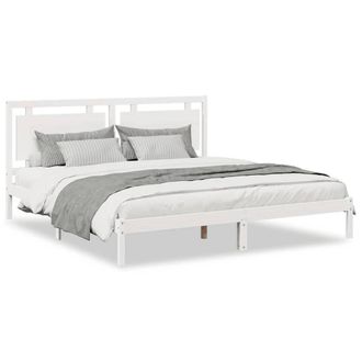 Berkfield Home Extra Long Bed Frame without Mattress&not;White 200x220 cm Solid Wood in White
