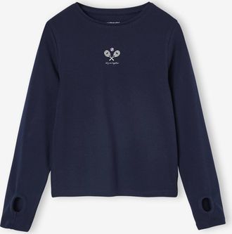 Vertbaudet Sport-Shirt mit Tennis-Motiv für Mädchen marine