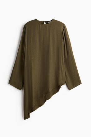 H&M Asymmetrische Bluse - Dunkles Khakigr&uuml;n