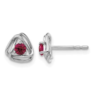 Diamond2Deal 14k White Gold Created Ruby Stud Earrings
